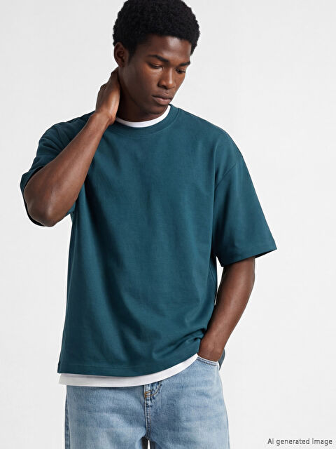 XSIDE %100 Pamuk Boxy Fit Basic Kalın Tişört