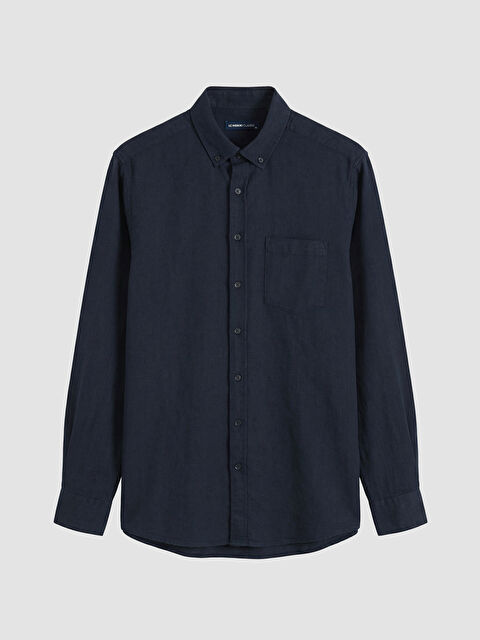 LCWAIKIKI Classic Regular Fit Keten Karışımlı Erkek Gömlek - S61822Z8-RFH