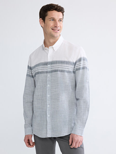 LCWAIKIKI Classic Regular Fit Çizgili Erkek Gömlek - S61829Z8-LGB