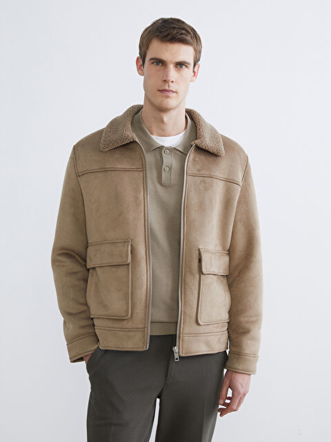 SOUTHBLUE Standart Kalıp Kürk Yaka Erkek Süet Mont - S61843Z8-DFV