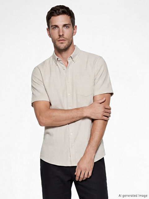 LCWAIKIKI Classic Regular Fit Keten Karışımlı Erkek Gömlek