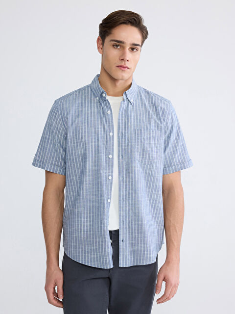 LCWAIKIKI Classic Άνδρας ΜΠΛΕ ΜΑΡΙΝ Πουκάμισο - S61851Z8-LGS