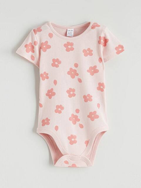 LCW baby Bisiklet Yaka Çiçek Baskılı Kız Bebek Çıtçıtlı Body - S61878Z1-LSZ