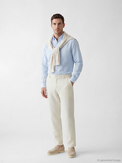 LCWAIKIKI Classic Standart Kalıp Keten Karışımlı Erkek Chino Pantolon - S61886Z8-FR4