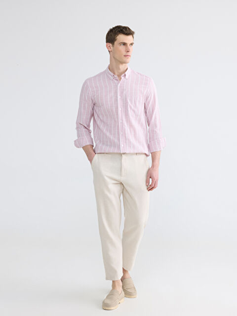 LCWAIKIKI Classic Standard Fit Linen Blend Men's Chino Trousers