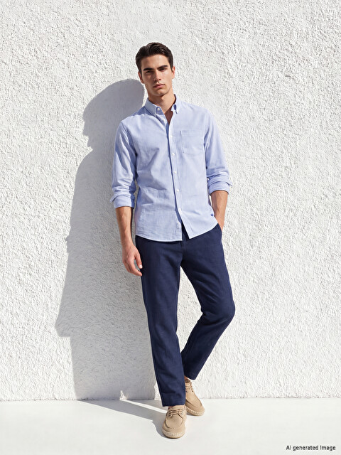LCWAIKIKI Classic Regular Fit Linen Blend Men's Chino Trousers