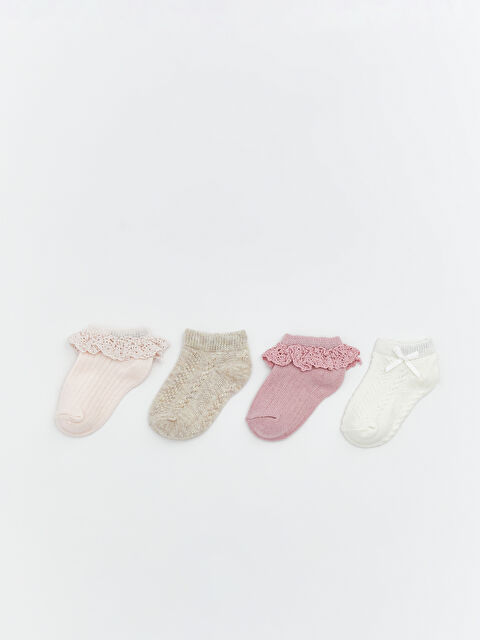 LCW baby Desenli Kız Bebek Patik Çorap 4'lü - S61957Z1-JM1