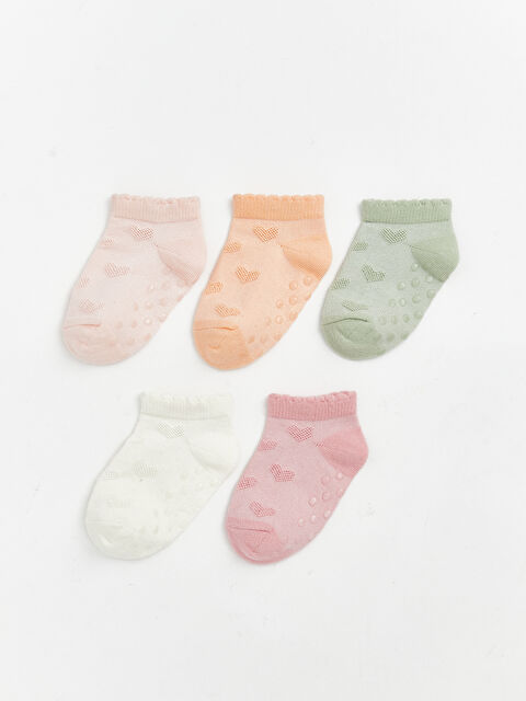 LCW Kids Kaydırmaz Tabanlı Kız Bebek Patik Çorap 5'li - S62025Z1-FDK