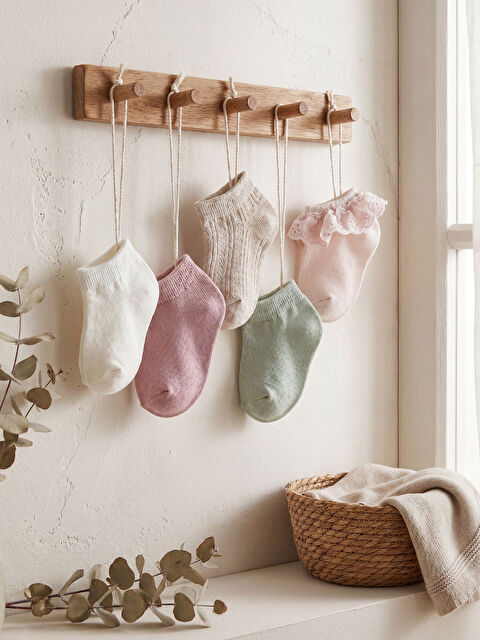 LCW baby Patterned Baby Girls' Ankle Socks 5-Pack