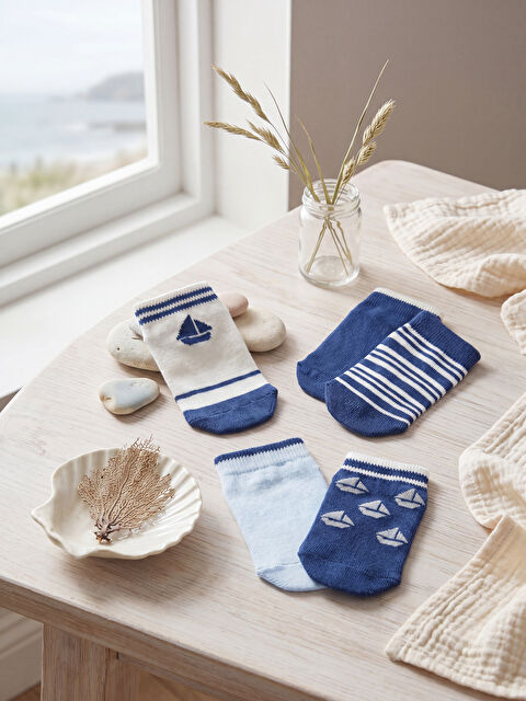 LCW baby Desenli Erkek Bebek Patik Çorap 5'li