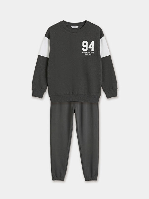 LCW Kids Bisiklet Yaka Baskılı Erkek Çocuk Eşofman Takımı - S62116Z4-8WC