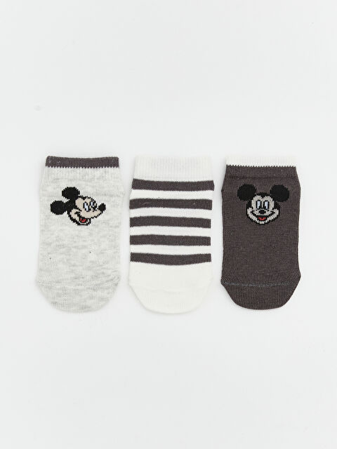 LCW baby Mickey Mouse Baskılı Erkek Bebek Patik Çorap 3'lü - S62153Z1-D2X