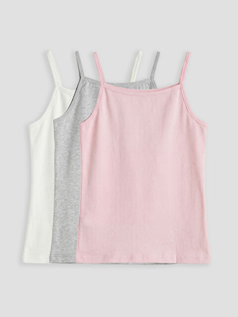 LCW Kids Kare Yaka Kız Çocuk İç Giyim Atlet 3'lü - S62260Z4-FDU