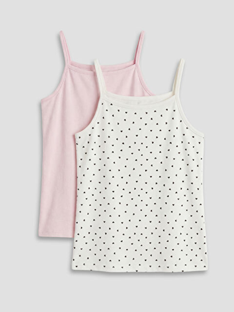 LCW Kids Kare Yaka İp Askılı Kız Çocuk Atlet  2'li

 - S62271Z4-LRA