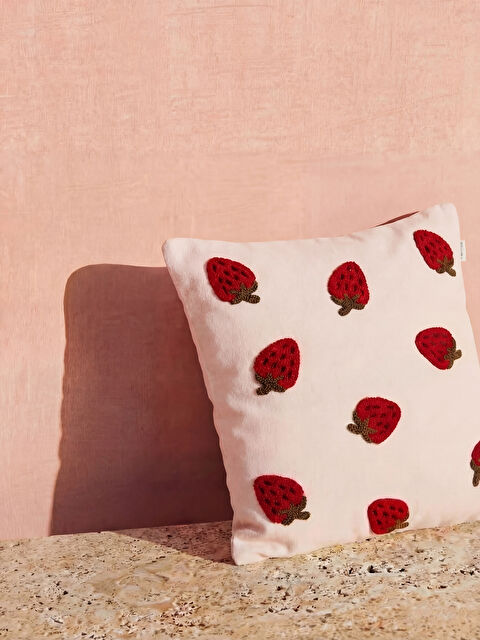 LCW HOME Çilek Desenli Kırlent Kılıfı 45x45 cm - S62365Z8-ZWU
