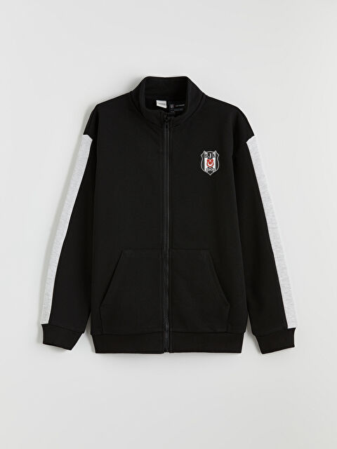 LCW Kids Dik Yaka Beşiktaş Baskılı Erkek Çocuk Fermuarlı Sweatshirt - S62513Z4-CVL