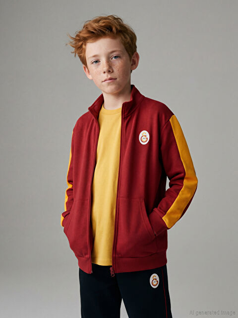 LCW Kids Dik Yaka Galatasaray Baskılı Erkek Çocuk Fermuarlı Sweatshirt - S62514Z4-J4N