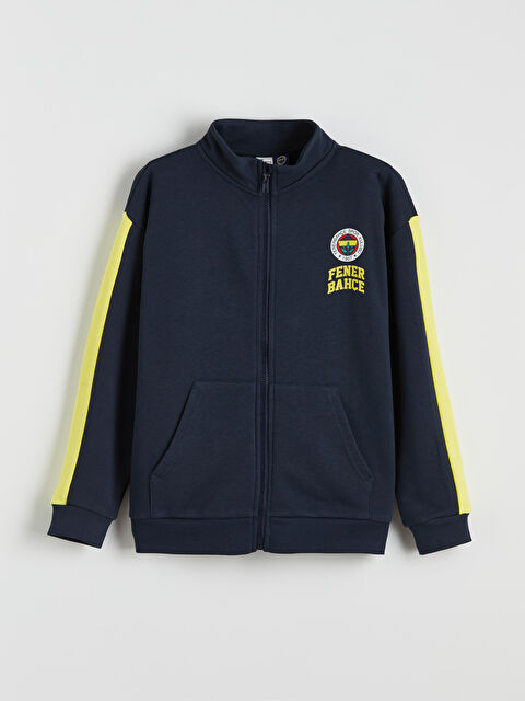 LCW Kids Dik Yaka Fenerbahçe Baskılı Erkek Çocuk Fermuarlı Sweatshirt - S62515Z4-YGH