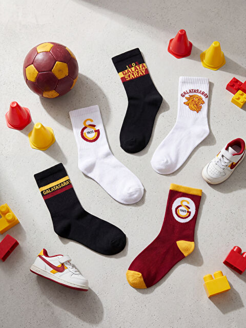 LCW Kids Galatasaray Desenli Erkek Çocuk Soket Çorap 5'li
