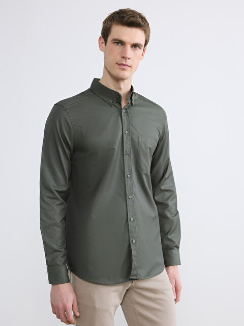 LCWAIKIKI Classic Regular Fit Gabardine Men's Shirt - S62680Z8-ZQ3