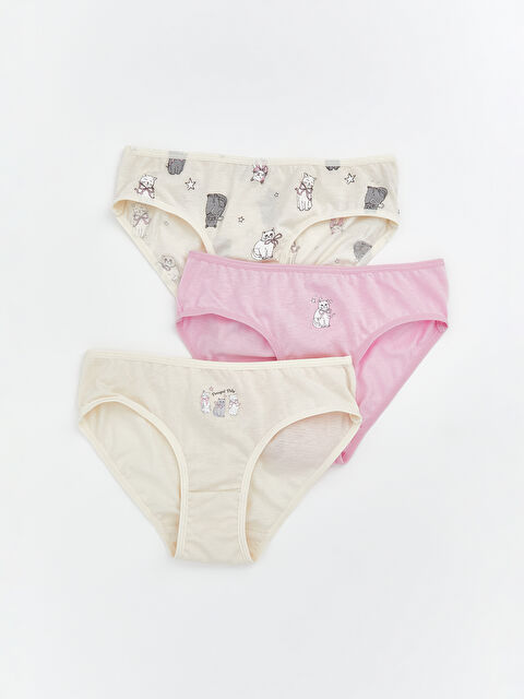 LCW Kids Kız Çocuk Baskılı Külot 3'lü - S62723Z4-LRB