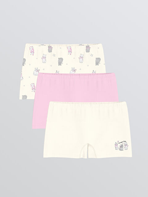 LCW Kids Baskılı Kız Çocuk Boxer 3'lü - S62725Z4-LRB
