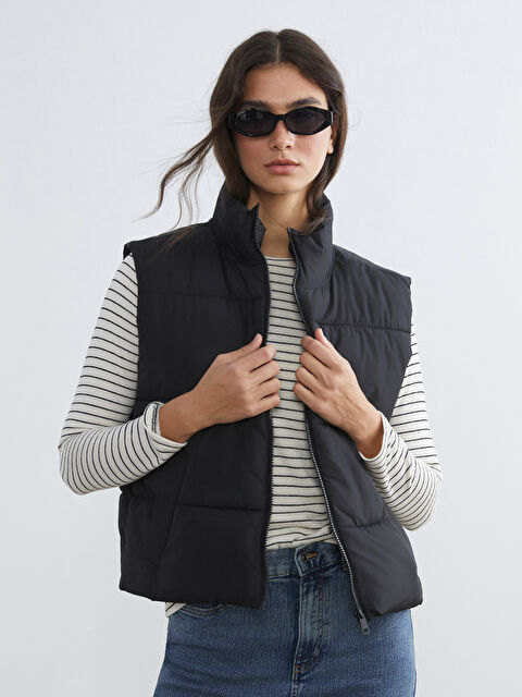 LCW EVERYDAY Žena CRNA Napuhani deblji prsluk - S62765Z8-CVL