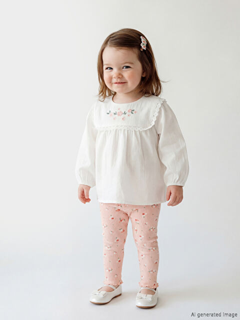 LCW baby Çiçekli Kız Bebek Bluz ve Tayt - S62835Z1-FDU