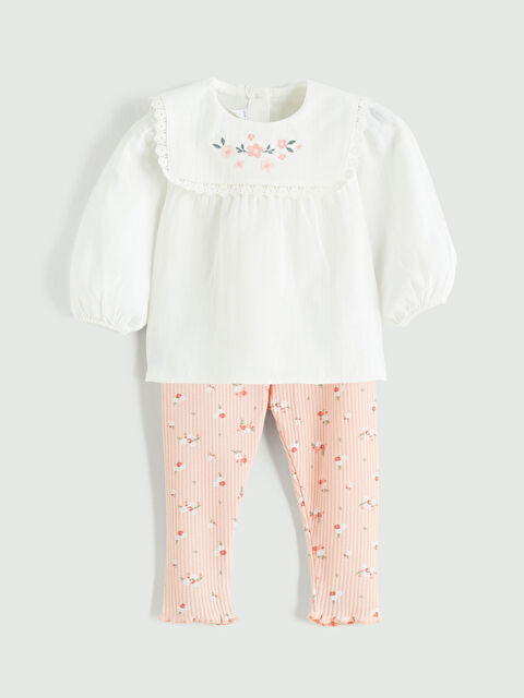 LCW baby Çiçekli Kız Bebek Bluz ve Tayt - S62835Z1-FDU