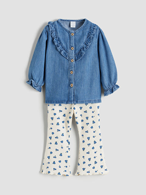 LCW baby Fırfırlı Kız Bebek Gömlek ve Tayt - S62838Z1-DU2