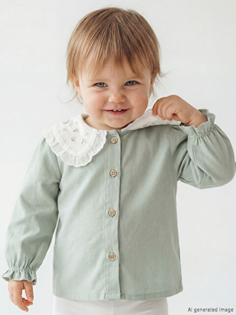 LCW baby Bebe Yaka Nakışlı Kız Bebek Gömlek - S62847Z1-RR0