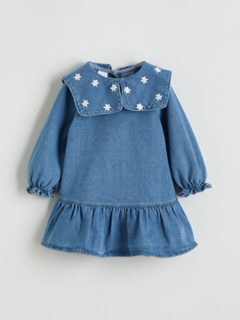 LCW baby Bebe Yaka Kız Bebek Jean Elbise - S62858Z1-DU2