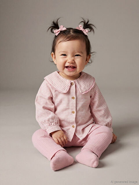 LCW baby Bebe Yaka Kız Bebek Gömlek ve Tayt - S62864Z1-LRA