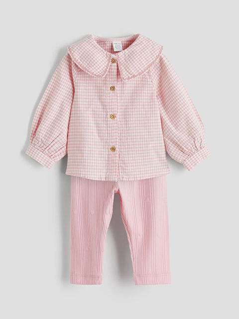 LCW baby Bebe Yaka Kız Bebek Gömlek ve Tayt - S62864Z1-LRA