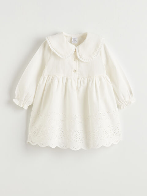 LCW baby Bebe Yaka Brodeli Kız Bebek Elbise - S62872Z1-FDU