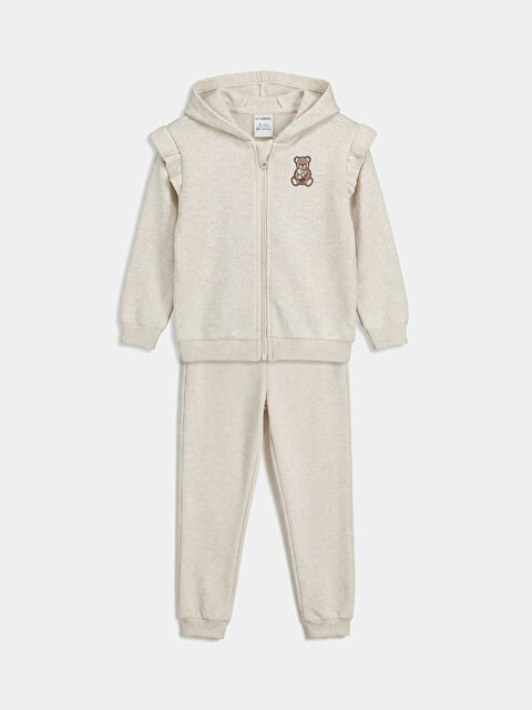 LCW baby Kız Bebek Kapüşonlu Hırka ve Eşofman Altı - S63031Z1-L8Q