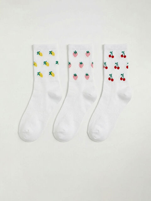 LCW DREAM Meyve Desenli Kadın Soket Çorap 3'lü - S63076Z8-FDU