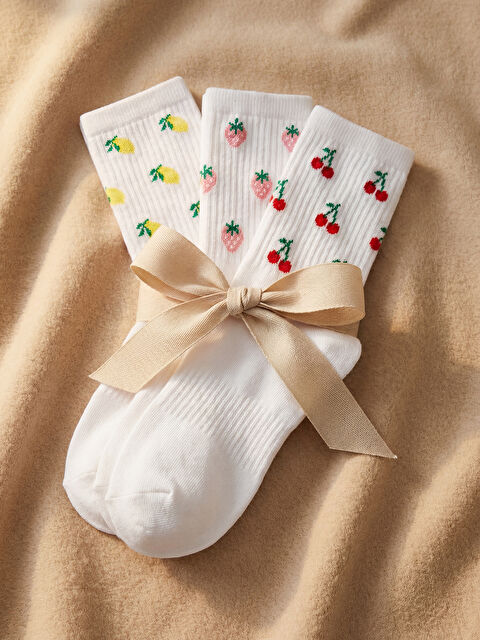 LCW DREAM Meyve Desenli Kadın Soket Çorap 3'lü - S63076Z8-FDU