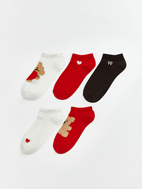 LCW DREAM Ayı Baskılı Kadın Patik Çorap 5'li - S63108Z8-FDU