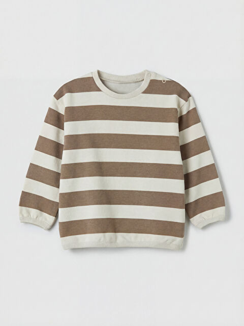LCW baby Erkek Bebek Bisiklet Yaka Uzun Kollu Çizgili Sweatshirt - S63344Z1-LJZ