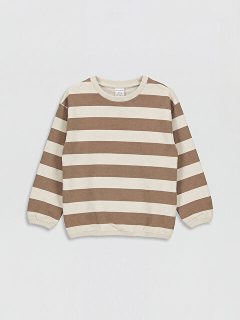 LCW baby Erkek Bebek Bisiklet Yaka Uzun Kollu Çizgili Sweatshirt