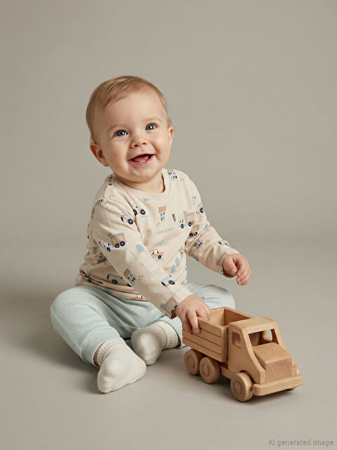 LCW baby Baskılı Erkek Bebek Tişört ve Jogger Eşofman Altı - S63354Z1-LQB