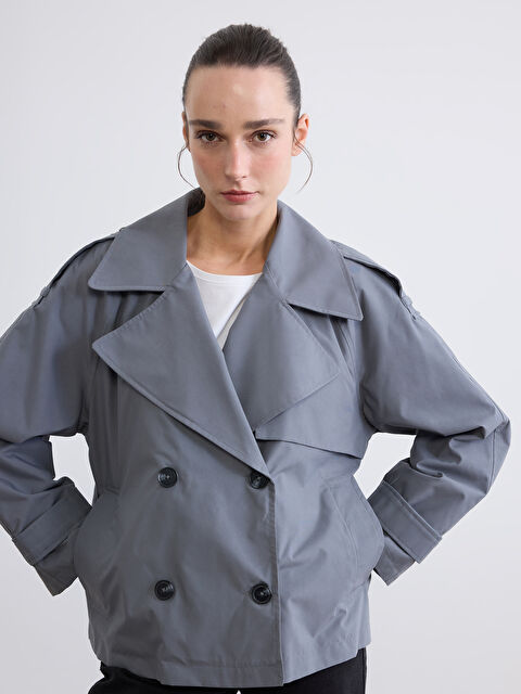 LCWAIKIKI Classic Kruvaze Yaka Oversize Kadın Trençkot - S63390Z8-ZYM