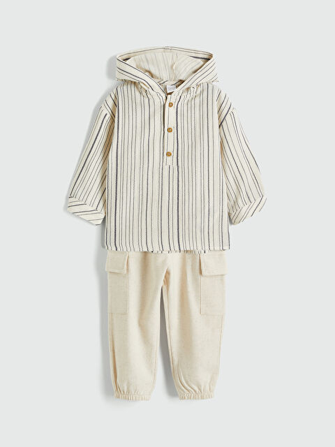 LCW baby Erkek Bebek Kapüşonlu Gömlek ve Pantolon - S63408Z1-LFC