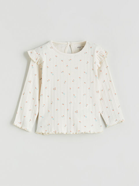 LCW baby Bisiklet Yaka Çiçekli Fırfırlı Kız Bebek Bluz - S63455Z1-LRA