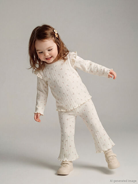 LCW baby Çiçekli Kız Bebek Tişört ve Tayt - S63457Z1-LRA