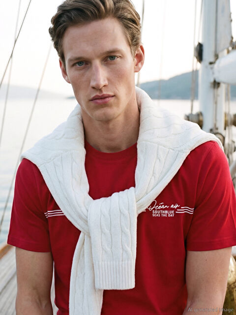 SOUTHBLUE Bisiklet Yaka Baskılı Penye Erkek Tişört - S63552Z8-Q94