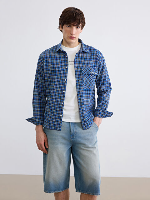 XSIDE Loose Fit Ekose Erkek Gömlek - S63588Z8-LLC