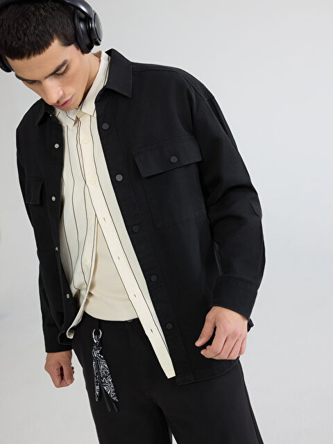 XSIDE Men's Loose Fit Gabardine Shirt Jacket - S63593Z8-RQL