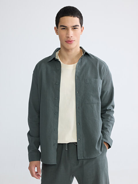 XSIDE რეგულარული მორგება მამაკაცების თეთრეულის იერსახის პერანგი - S63626Z8-8U5